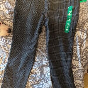 Banana Republic Black and Gray Plaid Trousers